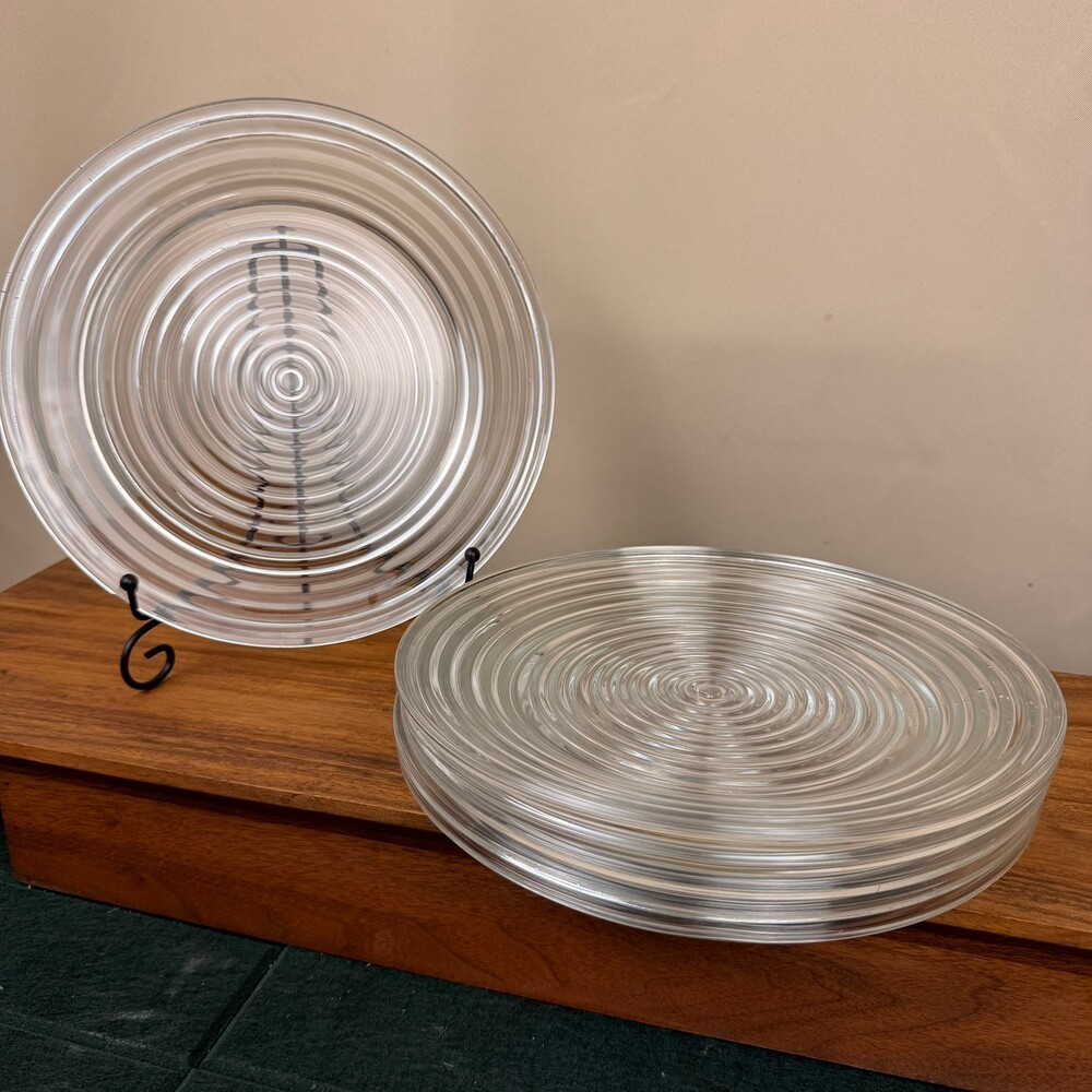 Anchor Hocking Park Avenue 10" Clear Glass Plate Set of 6 Vintage